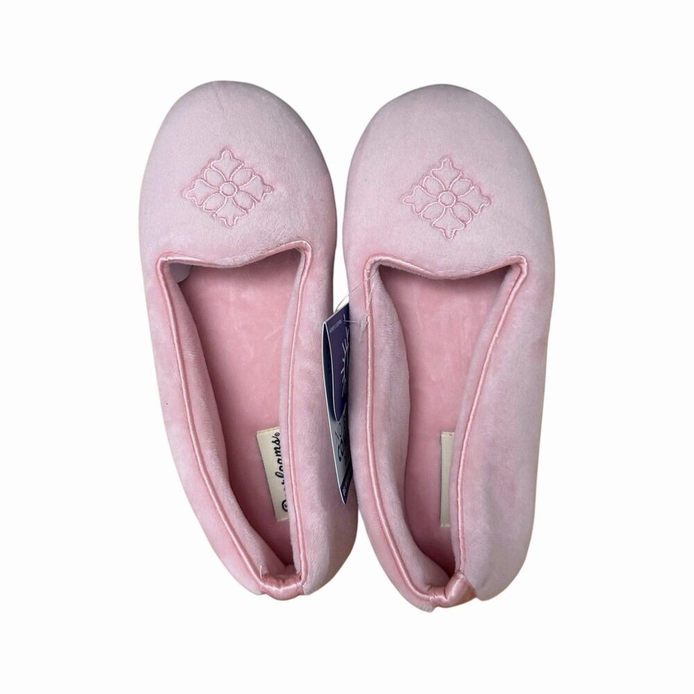 Dearfoams Sz S (5/6) Sugar Pink Microfiber Velour Indoor/Outdoor Memory Slippers